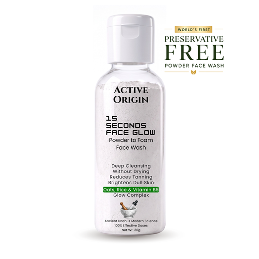 Active Origin Powder Face Wash | 15 Seconds Face Glow, De-Tan, Deep Cleansing, Removes Dead Skin & Brighten Face | Gentle Non Drying | Oats, Rice & Pro Vit B5 | Face wash for Men & Women (30g)