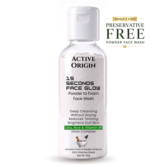 Active Origin Powder Face Wash | 15 Seconds Face Glow, De-Tan, Deep Cleansing, Removes Dead Skin & Brighten Face | Gentle Non Drying | Oats, Rice & Pro Vit B5 | Face wash for Men & Women (60g)